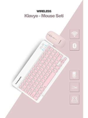 Ttt Pembe Kablosuz Klavye ve Mouse Seti