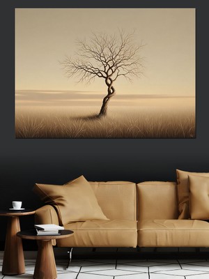 Karizma Tablo Kurumuş Ağaç Doğa Manzarası Dekoratif Kanvas - Mdf Ahşap Tablo