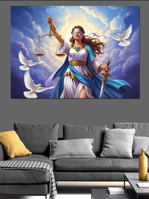 Artmeg Kılıçlı Adalet Meleği Resmi Dekoratif Kanvas - Mdf Ahşap Tablo