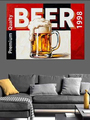Artmeg Köpüklü Bira Bardağı Afiş Dekoratif Kanvas - Mdf Ahşap Tablo