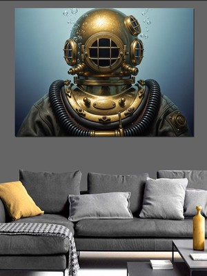 Artmeg Eski Dalgıç Başlığı Resmi Dekoratif Kanvas - Mdf Ahşap Tablo