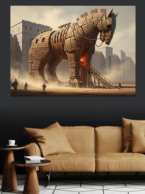 Tahta Turuva Atı Savaşı Dekoratif Kanvas - Mdf Ahşap Tablo