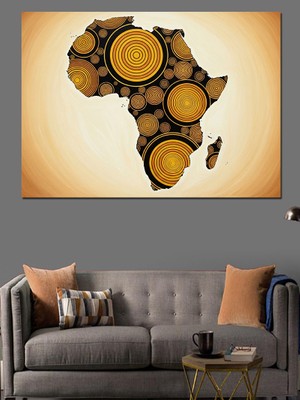 Karizma Tablo Steampunk Afrika Haritası Çarklar Dekoratif Kanvas - Mdf Ahşap Tablo