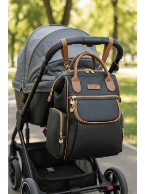 Disanuva Anne Bebek Bakım Sırt-Omuz Çantası Suni Deri Su Geçirmez Termal Biberon Bölmeli Puset Askı Hediyeli