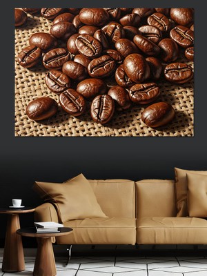 Kavrulmuş Kahve Çekirdekleri Yığını Dekoratif Kanvas - Mdf Ahşap Tablo