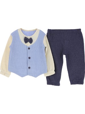 Modanino Erkek Bebek %100 Waffle Pamuk Kumaş 2'li Takım - 6/24 AY-12478