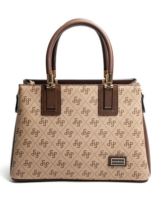 Silver Polo  Kadın Omuz Çantası 1000-48675 Sılver Polo Bayan Çantası M178 Koyu Bej-Mat Kahve