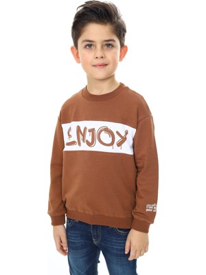 Toontoy Erkek Çocuk Relax Fit Bisiklet Yaka Düşük Omuz Baskılı Sweatshirt