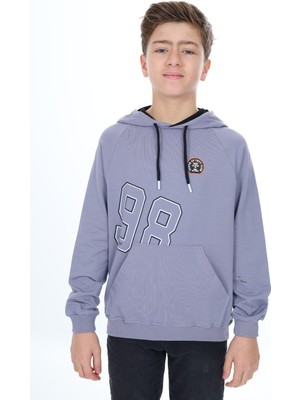 Toontoy Erkek Çocuk Relax Fit Kapüşonlu Cepli Hafif Düşük Omuz Baskılı Sweatshirt