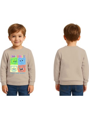 Sedirli Unisex Ayıcık Bear Baskılı Çocuk Swaetshirt 3 Iplik Şardonlu