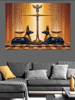 Anubis Adalet Terazisi Sembolü Dekoratif Kanvas - Mdf Ahşap Tablo