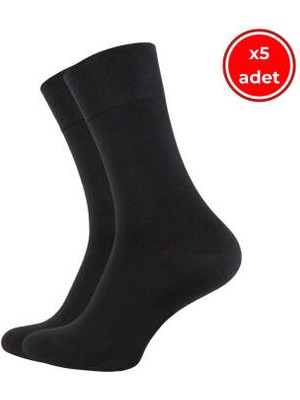 Meristanbul Bambu Çorap, 5 Adet, 39-42, Dikişsiz Burun, Yumuşak, Siyah