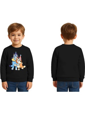 Sedirli Unisex Bluey Baskılı Çocuk Swaetshirt 3 Iplik Şardonlu