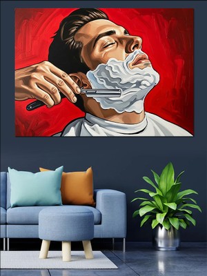 Artmeg Ustura Ile Tıraş Olan Adam Dekoratif Kanvas - Mdf Ahşap Tablo