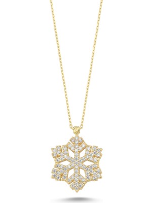 Zeya Kuyumculuk 14 Ayar Altın Çok Taşlı Kar Tanesi Kolye