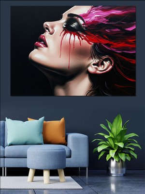 Artmeg Sanatsal Kadın Yüzü Profili Dekoratif Kanvas - Mdf Ahşap Tablo
