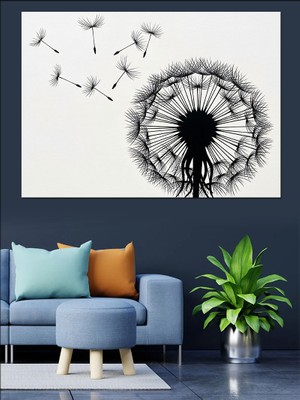 Uçuşan Karahindiba Çiçek Tohumu Dekoratif Kanvas - Mdf Ahşap Tablo