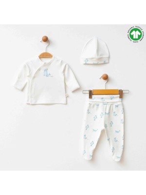 bebexy Fok Balık Desenli 3 Parça Zıbın Set