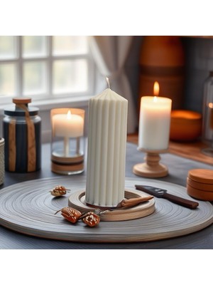 Czmd Vanilla Pillar – %100 Doğal Soya Wax Büyük Dekoratif Mum
