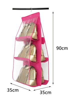 Mivexa Outdoor Outlet 6 Gözlü Pratik Dolap Içi Çanta Askılığı/organizer (Pembe)