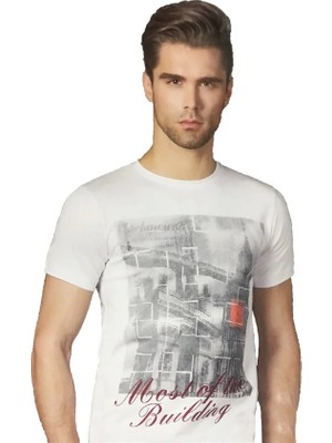 Çamaşır Kenti Berrak Erkek  Köprü Baskılı T-Shirt 1047