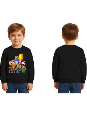 Sedirli Unisex Roblox Baskılı Çocuk Swaetshirt 3 Iplik Şardonlu