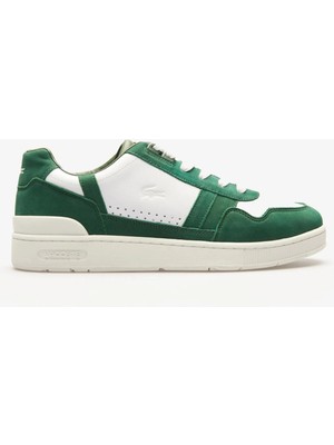 Lacoste T-Clip Leather Mens Sneaker Hakiki Deri Günlük Spor Ayakkabı Beyaz Yeşil