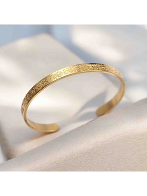 Reborn Design Çelik Gold Renk Ayetel Kürsi Yazılı Bileklik