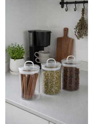 3'lü Borosilikat Cam Vakumlu Kapaklı Kavanoz Seti 500 ml Linea