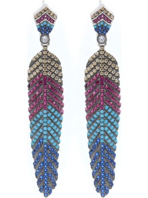 Canka Doğal Taş Yaprak Desen Sallantılı Gümüş Küpe