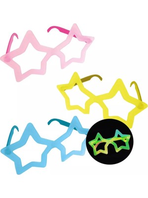 NW NessiWorld Fosforlu Yıldız Model Glow Parti Gözlüğü Karanlıkta Yanan Gözlükler 12 Adet