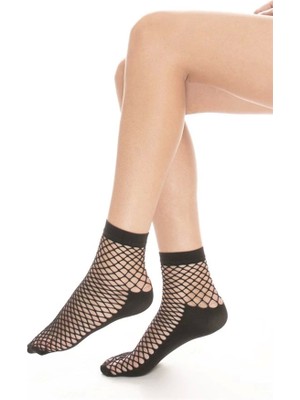 Çamaşır Kenti Italiana Kadın Tabanlı Geniş File Soket Siyah