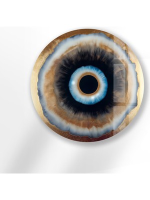 Myphotostation Altın Aura Göz, Modern Soyut Yuvarlak Kırılmaz Cam Duvar Tablosu, Ev Dekorasyonu