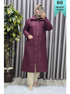 Elmas Tesettür Kadın Giyim Büyük Beden Kapitone Kolu Fermuarlı Kap