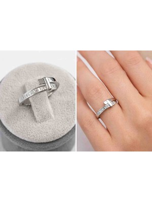 Hid Silver Çkbyzkm  Çift Kemerli Bayan Yüzük Modeli