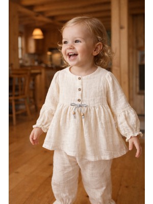 Baby Hola 0-24 Ay Fiyonk Detay Kız Bebek Çocuk Alt Üst Takım Gümüş 2002