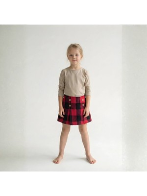 Bym Style Kız Çocuk Etek Ekoseli Şort Etek 4-14 Yaş