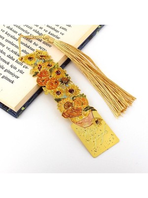 Solfera Vincent Van Gogh Ay Çiçekleri Tablo Resim Sanatsal Metal Ayraç Kitap Ayracı AY072
