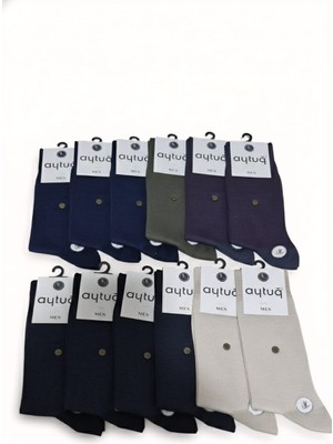 Aytuğ; Bambu Yazlık Erkek Soket Çorabı; Dikişsiz; 41-45 Numara; Asorti 12'li Kutu