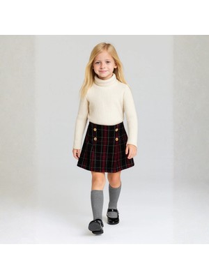 Bym Style Kız Çocuk Etek Ekoseli Şort Etek 4-14 Yaş
