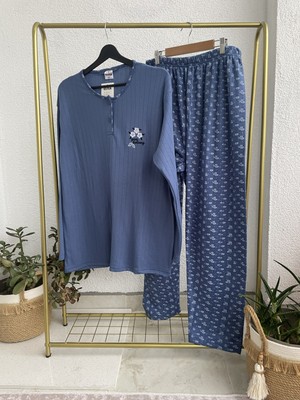 Glisa Fitilli Viskon Kışlık Kalın Battal/büyük Beden Pijama Takımı