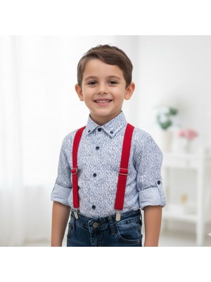 Fancy Kids Erkek Çocuk Bayramlık Gömlek Beyaz-Mavi Renkli