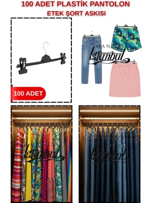 Manken İstanbul 100 Adet Ekonomik Pantolon Askısı - Şort Askısı - Etek Askısı - Elbise Askısı –yüksek Dayanıklılık