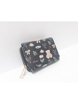 Renkli Çiçekler Çocuk Cüzdan 11X8X4 cm Desenli Çocuk Cüzdanı