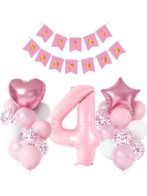 Pembe Renk Iyiki Doğdun Yaş Balon Set