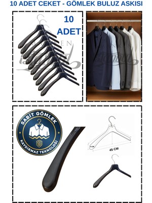 Manken İstanbul 10 Adet Kaydırmaz Abs Plastik Elbise Askısı Ceket Askısı Gömlek Askısı Buluz Askısı Kıyafet Askısı