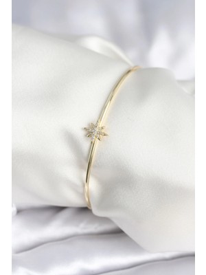 Butik Kutup Yıldızı Figür Pirinç Gold Renk Kadın Bileklik