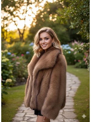 Kahverengi Salaş Kürk Mont