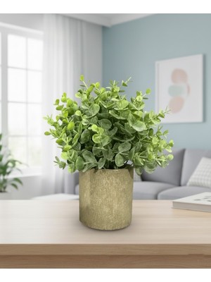 FB Cup Nordik Stil Saksılı Yeşil Yapay Bitki - Masa Üstü ve Raf Için Gerçekçi Yeşillik