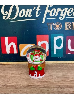 LED Işıklı Mini Kar Küresi 7cm, Noel Baba Dekoratif Biblo, Yılbaşı Hediyesi